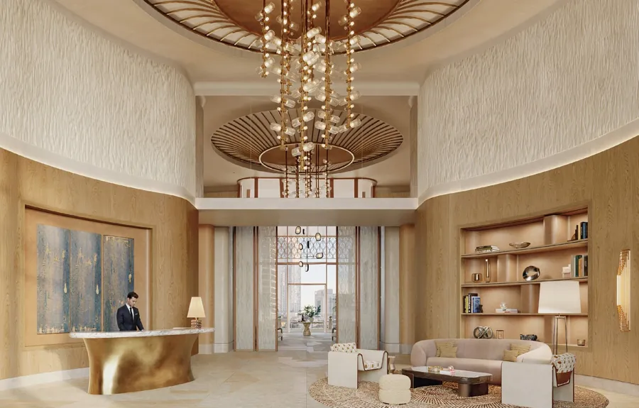 The Arrival Lobby with concierge desk at The Ritz-Carlton Residences, Al Maryah Island