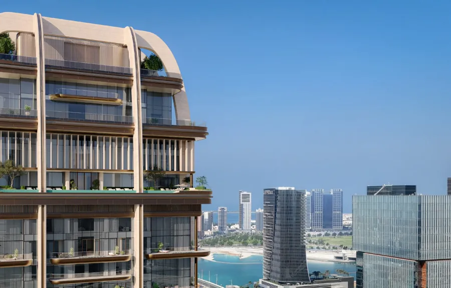 Terraces and louvres on the façade of The Ritz-Carlton Residences, Al Maryah Island